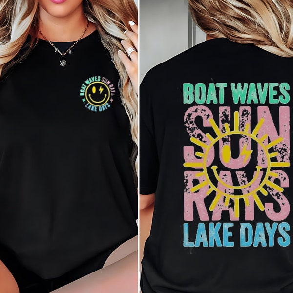 Boat Waves Sun Rays Lake Days Shirt, Retro Summer Sweatshirt, Retro Summer Hoodie, Lake Life Shirt,Lake Vacation Shirt,Beach Shirt