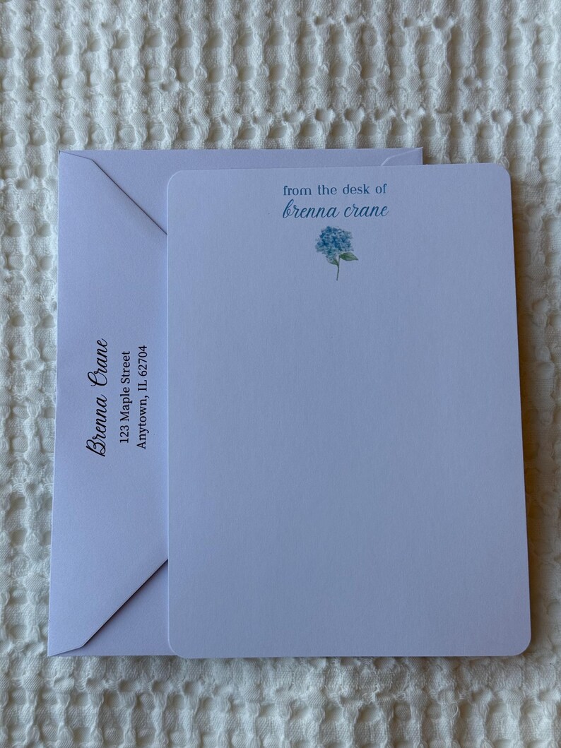 Personalized Hydrangea Stationery Set | Custom Floral Notecards With ...