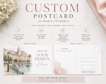 Custom Postcard Design | Personalized 4x6 Postcard | Custom Artwork | Made to Order Postcard | Personalized Stationery