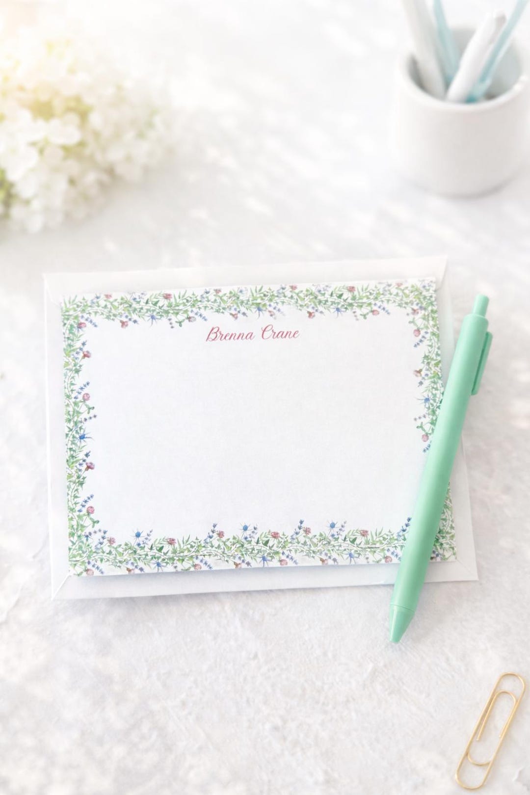 Personalized Floral Stationery Set – Custom Notecards With Custom ...