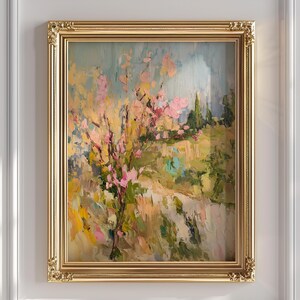 Printable Blooming Tree Painting, Spring Scenery Landscape Print, Impressionist Flowers, Home Decor, Spring Printable Wall Art