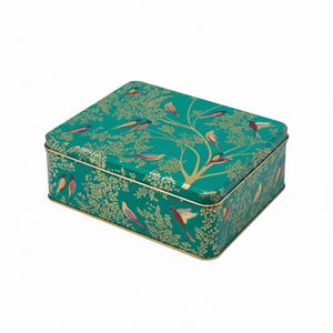 Bewaarblik Vogels - Groen - Rechthoek - Blik - 19,5 x 15,4 x 7,5 cm - Sara Miller London