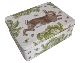 Storage tin Rabbit and Cabbage - Rectangle - Tin - 19.5 x 15.4 x 7.5 cm - Thornback & Peel