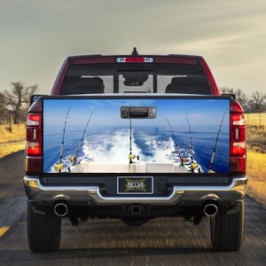Let&#39;s Go Fishing Truck Tailgate Wrap Vinyl Graphic Decal Sticker Wrap