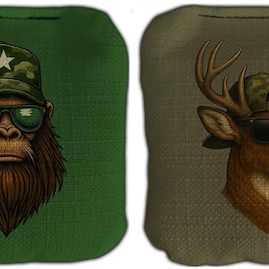 Deer & Bigfoot Cornhole Bags Set of 8
