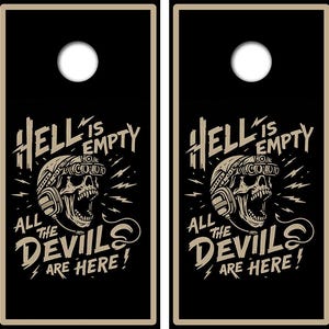 Hell&#39;s Empty Cornhole Board Skin Wraps FREE LAMINATE