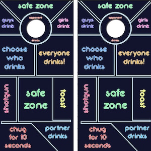 Neon Drinking Game Cornhole Board Skin Wraps FREE LAMINATE