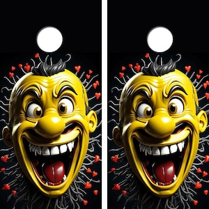 Crazy Face Cornhole Board Skin Wraps FREE LAMINATE