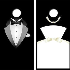 Bride & Groom Wedding Cornhole Board Skin Wraps FREE LAMINATE