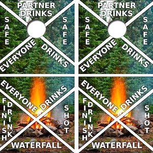 Camping Drinking Game Cornhole Board Skin Wraps FREE LAMINATE