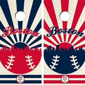Boston Baseball Cornhole Board Skin Wraps FREE LAMINATE