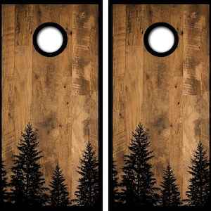 Pine Trees Cornhole Board Skin Wraps FREE LAMINATE