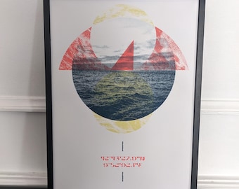 Somewhere at sea 02, handmade screen printing, A3 print