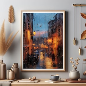 Rainy view - oil painting style | Generated Art | 300dpi resolution | Digital download | Printable Art
