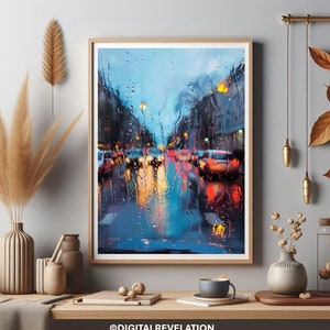 Rainy view 2 - oil painting style | Generated Art | 300dpi resolution | Digital download | Printable Art