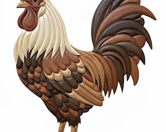 Rooster Intarsia Woodworking Pattern 16" x 12"