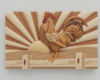 Rise and Shine Rooster Intarsia Pattern 20" x 14"