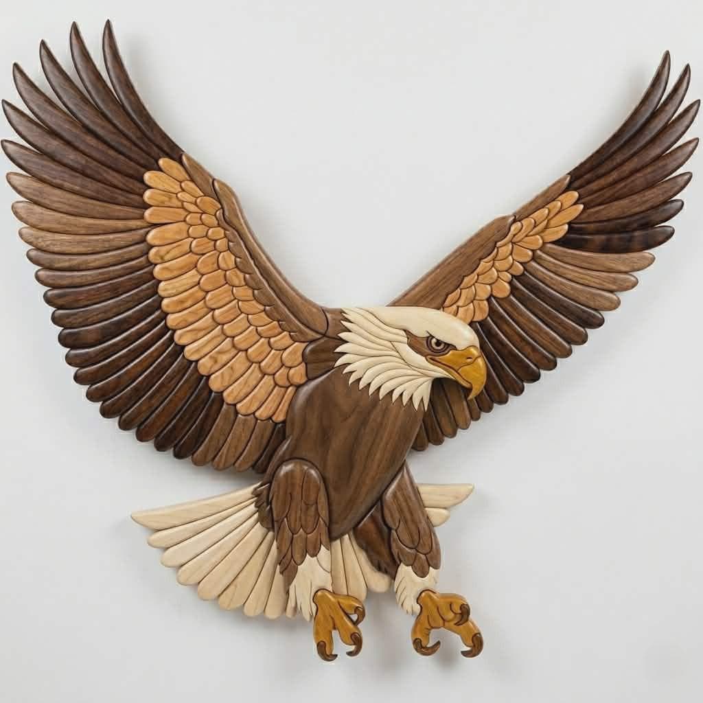 Eagle in Flight Intarsia Pattern, Bald Eagle Woodworking Design (PDF ...