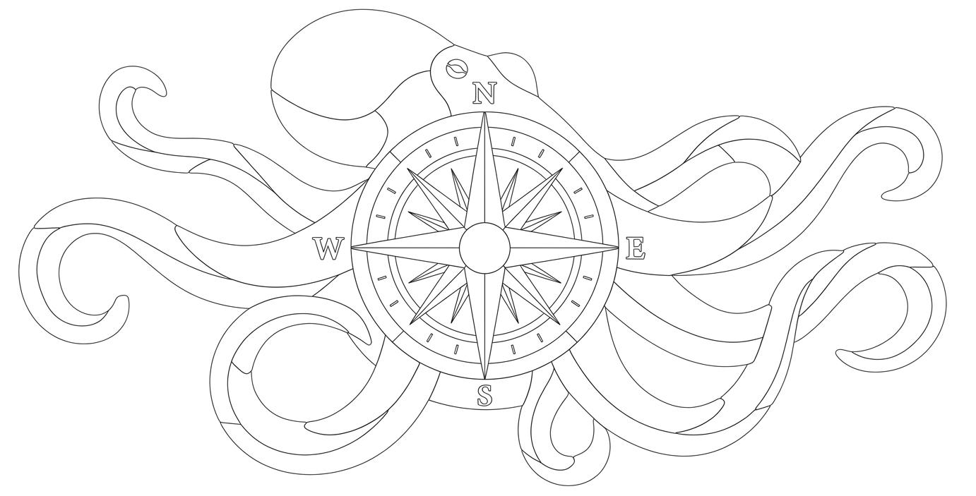Octopus Compass Intarsia Pattern • 109 Pieces • 20