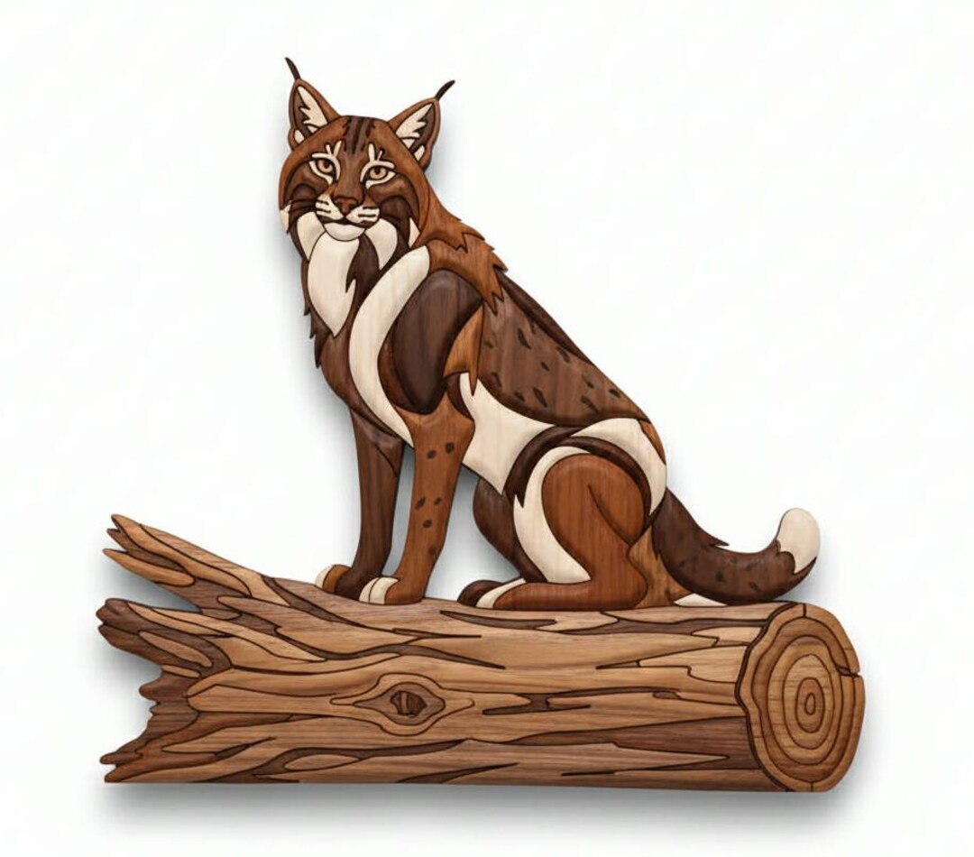 Sitting Bobcat Intarsia Woodworking Pattern 16