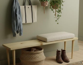 Handmade Solid Wood Slim Bench: Minimalist Entryway bench decor