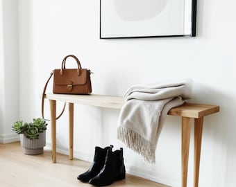 Handmade Solid Wood Entryway Bench: Rustic Minimalist Design