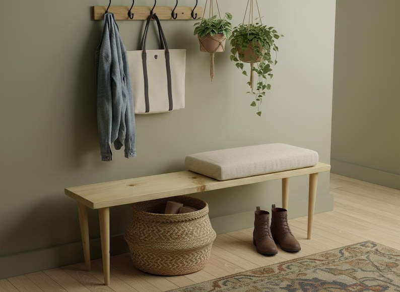 Handmade Solid Wood Slim Bench: Minimalist Entryway Bench Decor - Etsy