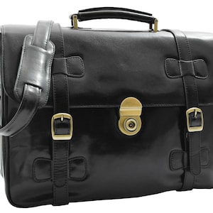 Herren Aktentasche aus Schwarzem Leder Vintage