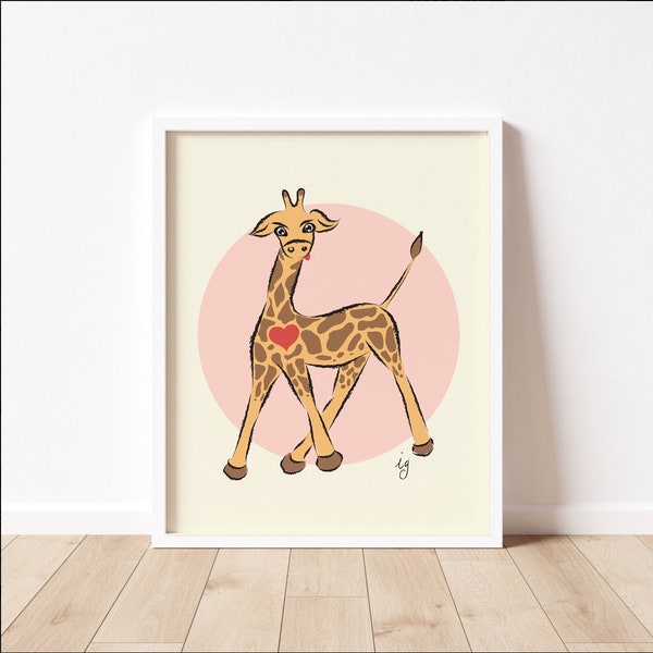 Giraffe Nursery Poster Cute Animal Print for Baby Room Decor Playroom Animal Wall Art Perfect Present for New Baby Arrival Parents
