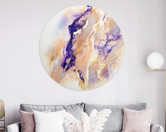 Original Pink & Gold Circular Painting - Elegant Artwork for Home Decor, Contemporary Artwork