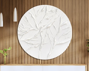 Minimalist White Circle Art, Abstract Sculpted Wall Decor, Stylish Home Accents