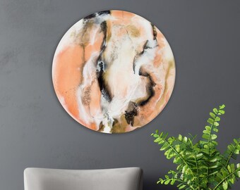 Beige Abstract Resin Art – 16 Inch Round Painting