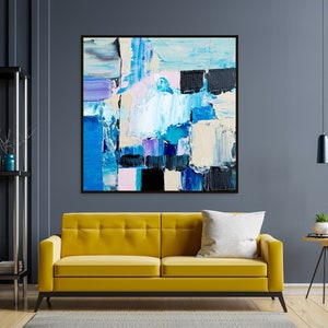 Hand-painted Geometric Abstract Art for Wall Decor, Acrylic Painting, Textured Wall Art