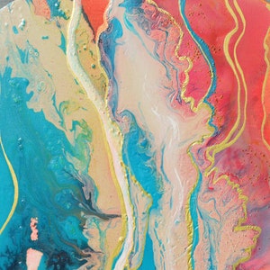 Lebendiges, flüssiges, abstraktes Leinwandgemälde moderne Heimdekoration in leuchtenden Farben Bild 9