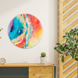 Lebendiges, flüssiges, abstraktes Leinwandgemälde moderne Heimdekoration in leuchtenden Farben Bild 4