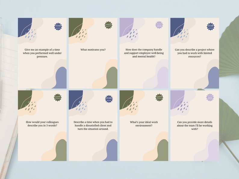 Interview Card Layout STAR Method Interview Preparation Cards Template, Coaching Cards for ...