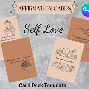30 Self Love Affirmation Cards, Printable Affirmation Card Deck, Digital Manifestation Cards, Printable Vision Board, Instant Download PDF