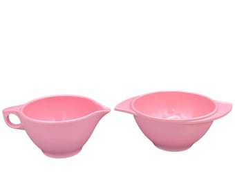 Vintage BOONTON WARE Melamine Pink Creamer and Sugar Set 2 1/2'' H