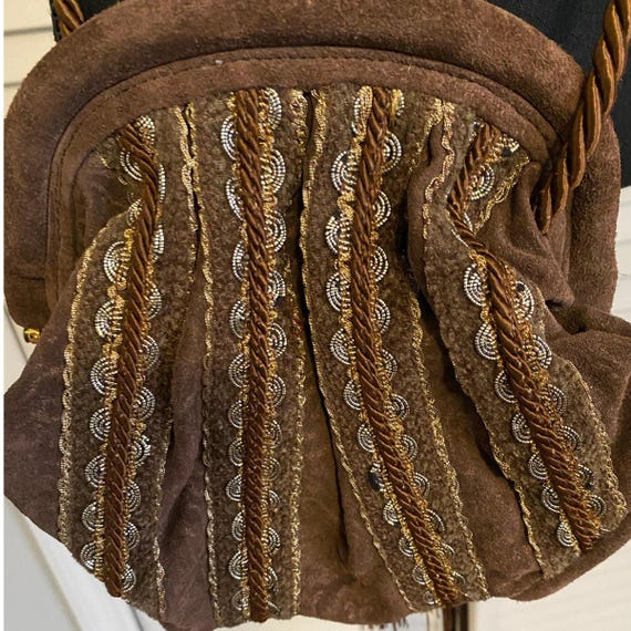 BRIZZOLARI Brown SUEDE Leather CROSSBODY Tassel Purse Made in Italy View 2