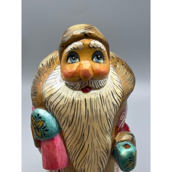 手彫り、手描き、ロシアのサンタクロース、ヴィンテージ、スタッフ欠落