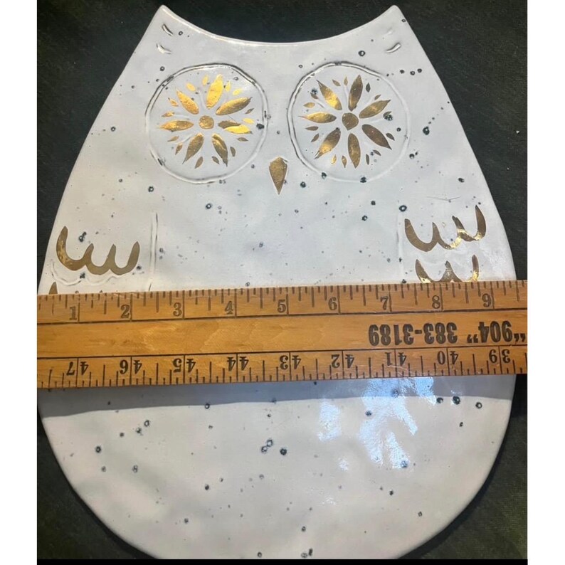 Anthropologie Lg Owl Portugal Pottery trivet Charcuterie platter decor Rare! image 6