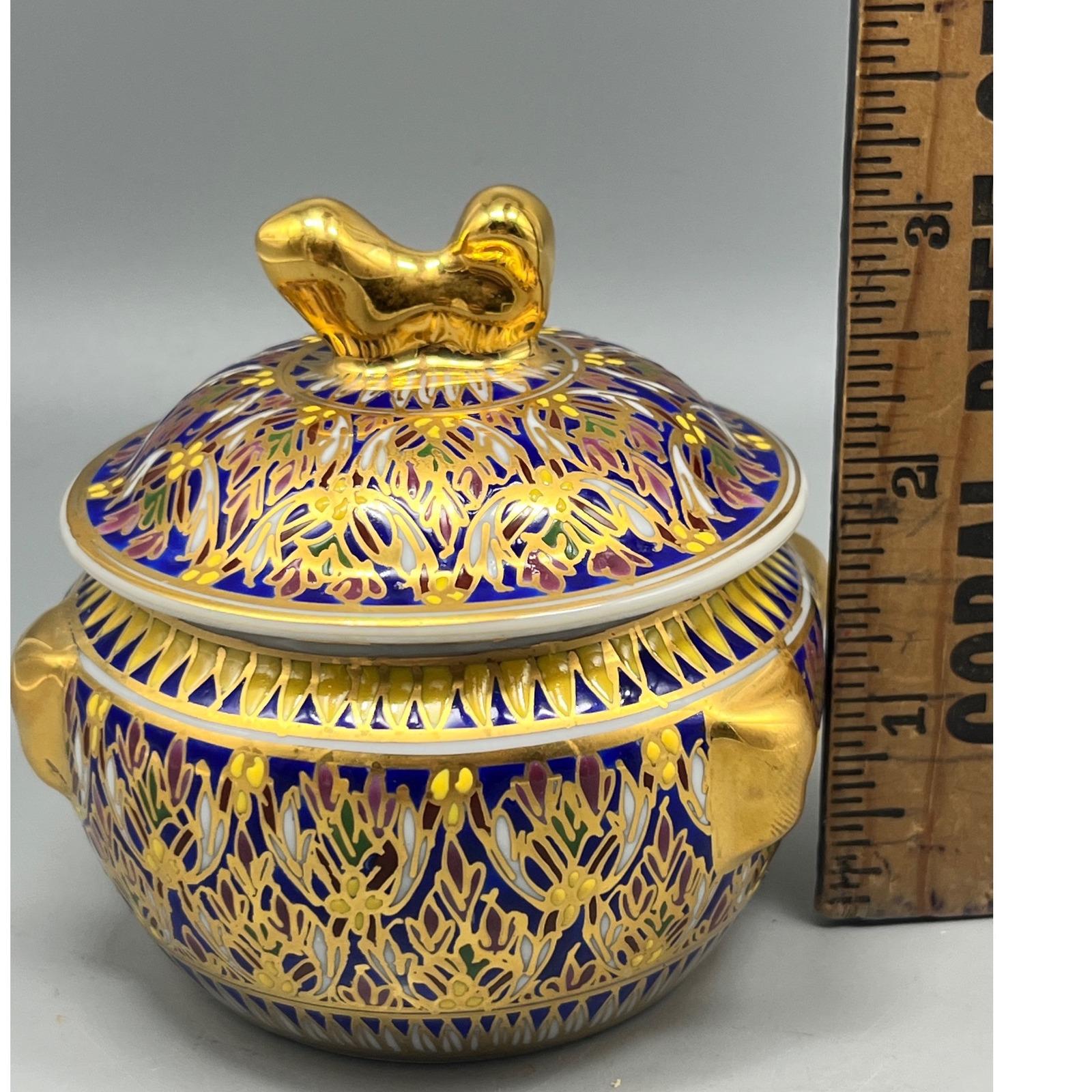 タイのベンジャロン磁器ボウル（蓋付き）金鶏柄ハンドペイント 18/12k