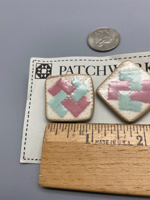 Patchworks quilting Handmade Ceramic vintage larg… - image 3