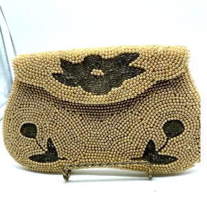 Pochette De Soirée Vintage Japonaise - Perles Et Sequins Crème, Environ 8,25" X 4", Occasion