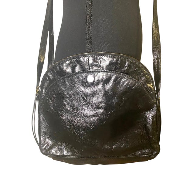 Vintage Hobo International Polished Black Leather Crossbody  display picture 3