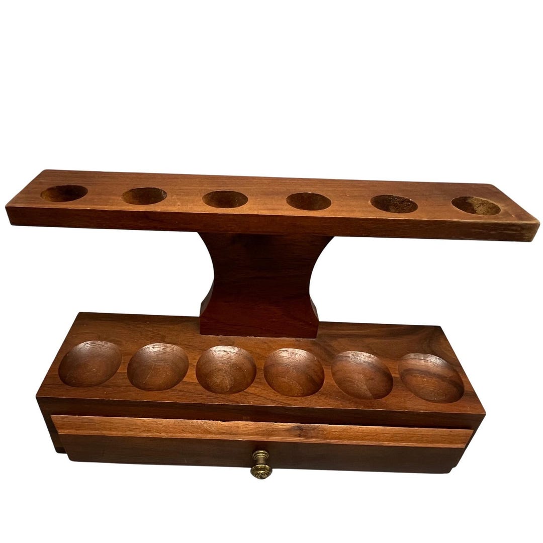 Timber Pipe Rack Vintage Mid Century Wood 6 Pipe Rack With Drawer - Etsy