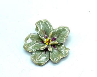 Vintage Emaille Hartriegel Blossom Blumen Brosche Alzheimer's Association SPRING