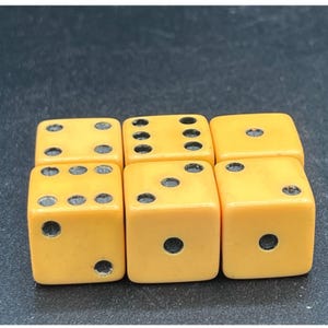 Vintage Butterscotch Bakelite Dice 3 Pairs 5/8"