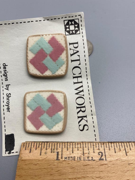 Patchworks quilting Handmade Ceramic vintage larg… - image 4