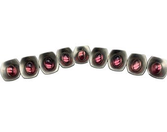 Vtg MCM Jorgen Jensen Denmark Pewter Amethyst Glass Bracelet 220-A